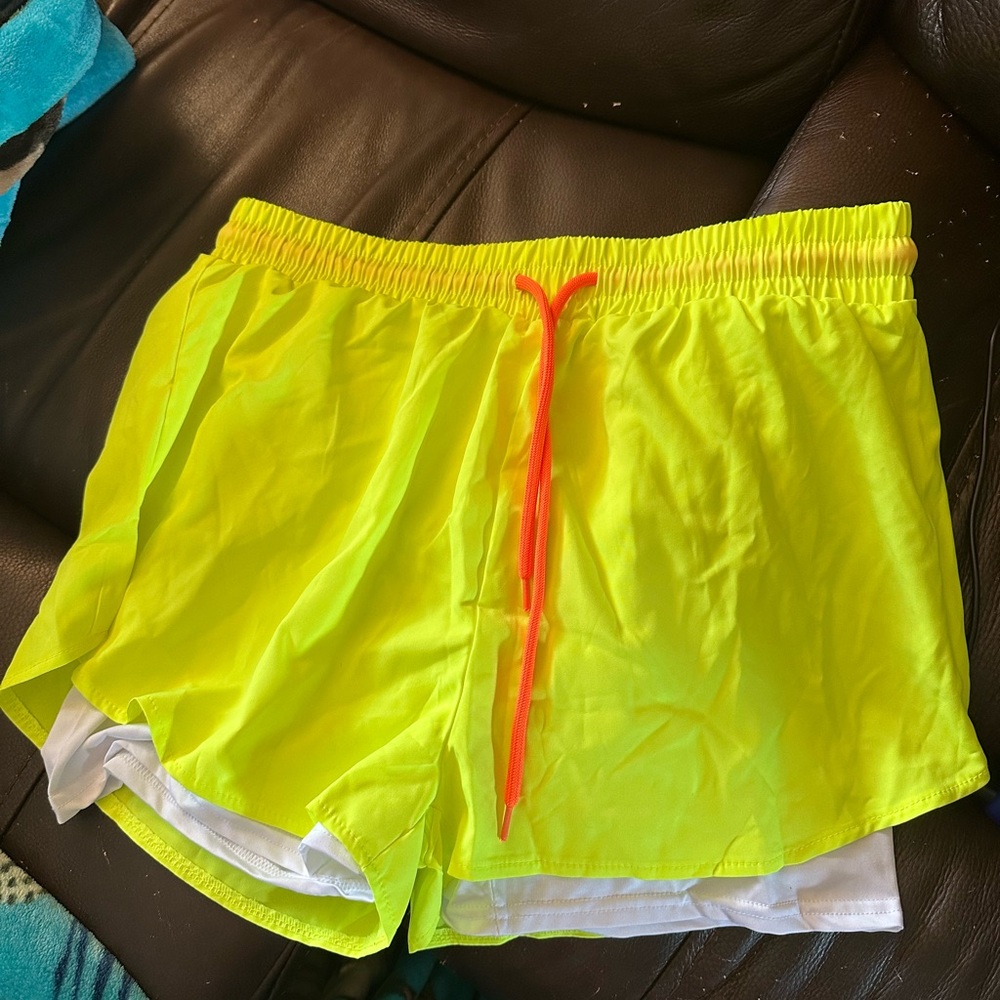 SHEIN Neon Yellow Athletic Shorts